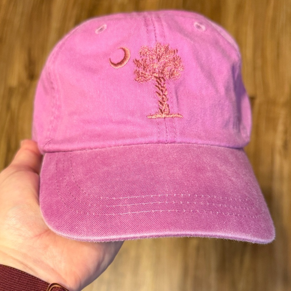 Baseball Cap men women Pink purple fuchsia  Embroidered palm Tree moon SC nwt